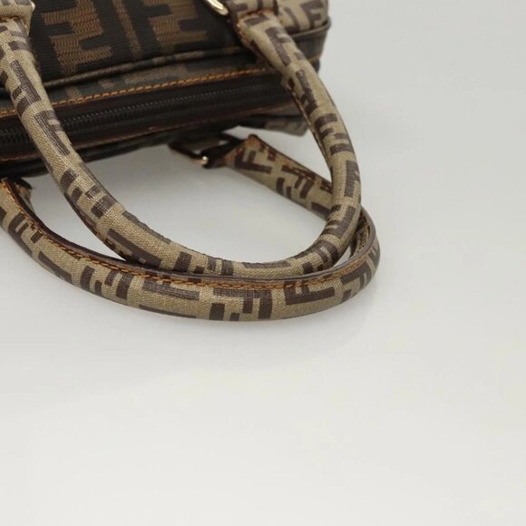 FENDI Zucca Canvas Zucchino Canvas Hand Bag 2way Brown Black beige - Picture 7 of 16